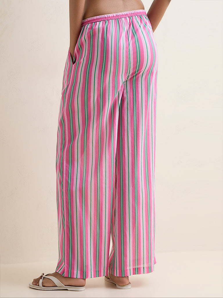 Wunderlove Pink Striped High-Rise Beach Pants
