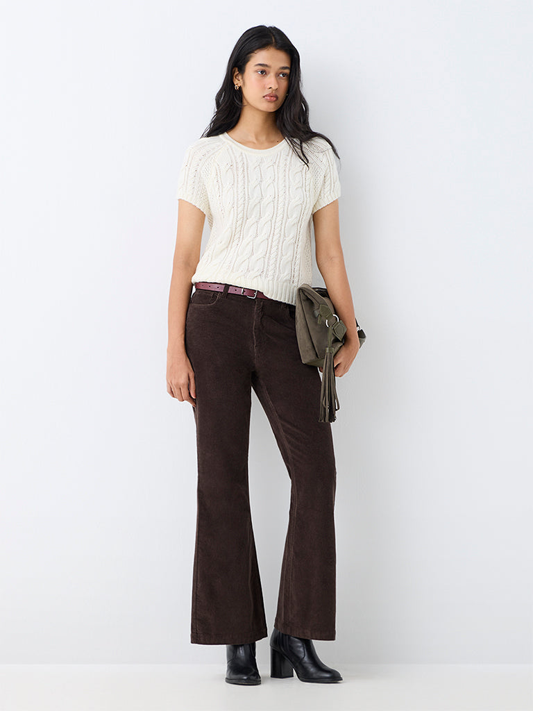LOV White Cable-Knit Top