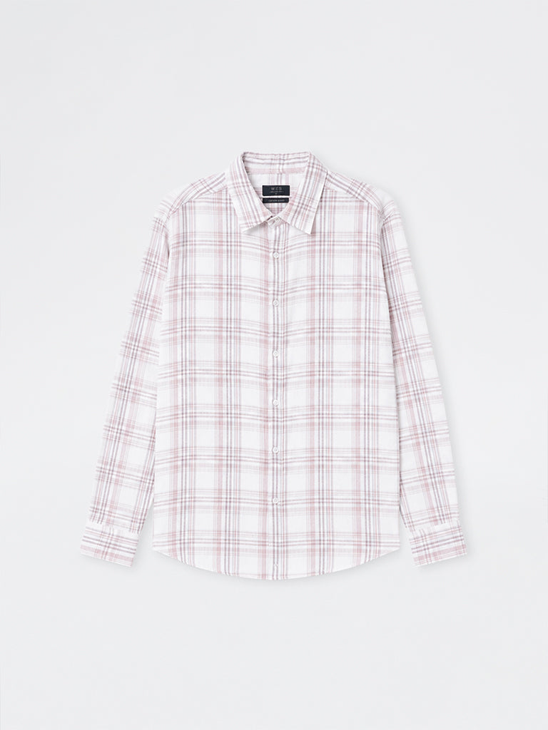 WES Casuals Pink Checkered Relaxed-Fit Shirt
