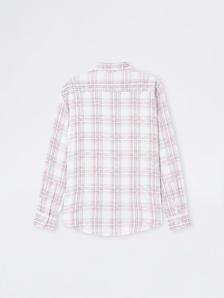 WES Casuals Pink Checkered Relaxed-Fit Shirt