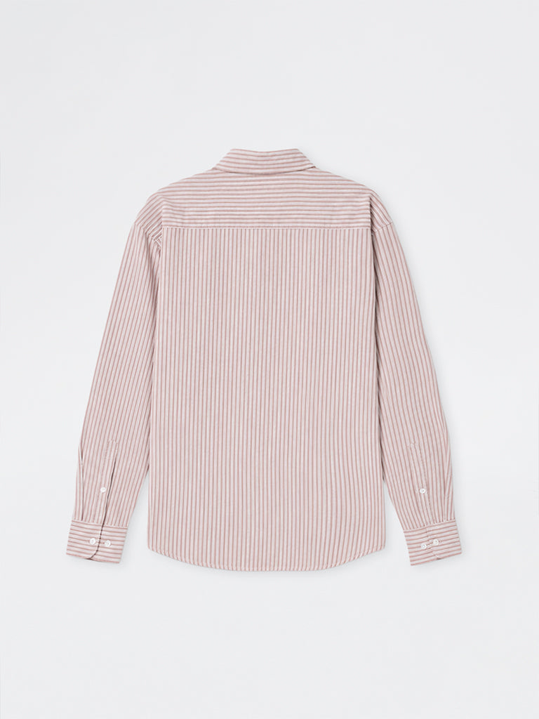 WES Casuals Pink Striped Relaxed-Fit Cotton Shirt