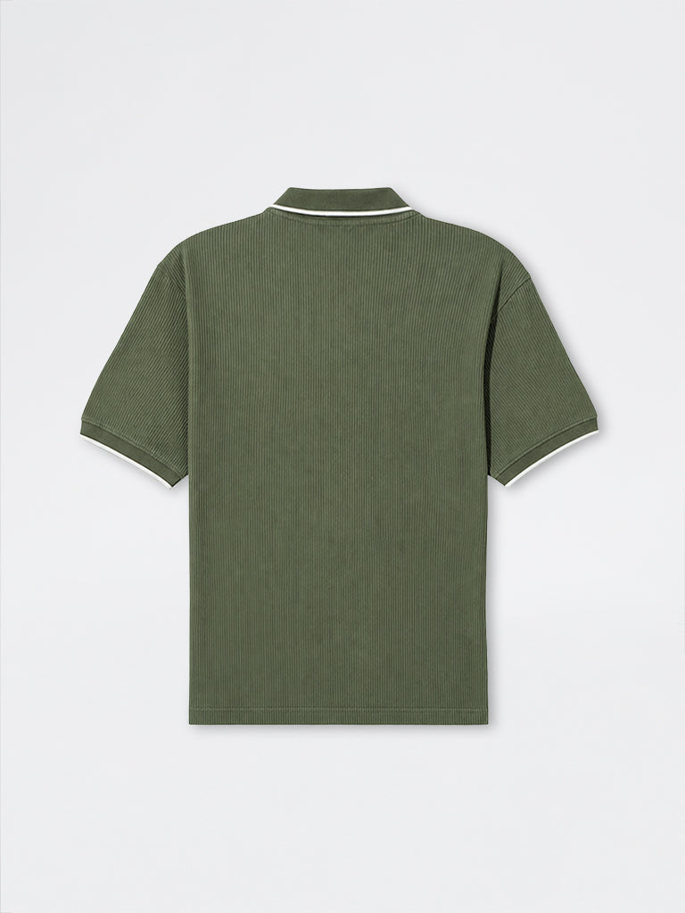 WES Casuals Dark Sage Relaxed-Fit Cotton-Blend Polo T-Shirt