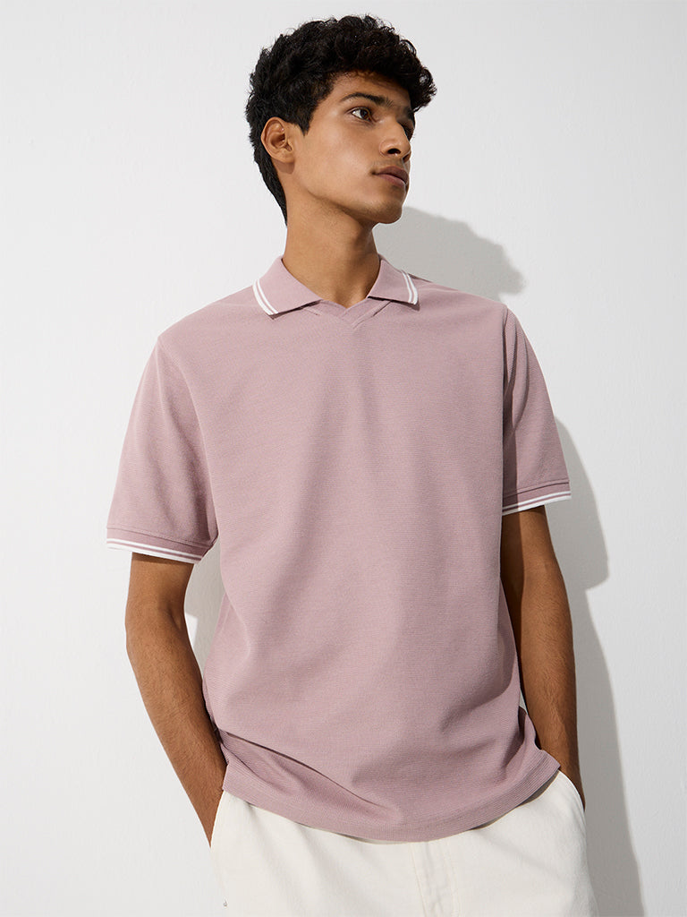 WES Casuals Dusty Pink Relaxed-Fit T-Shirt