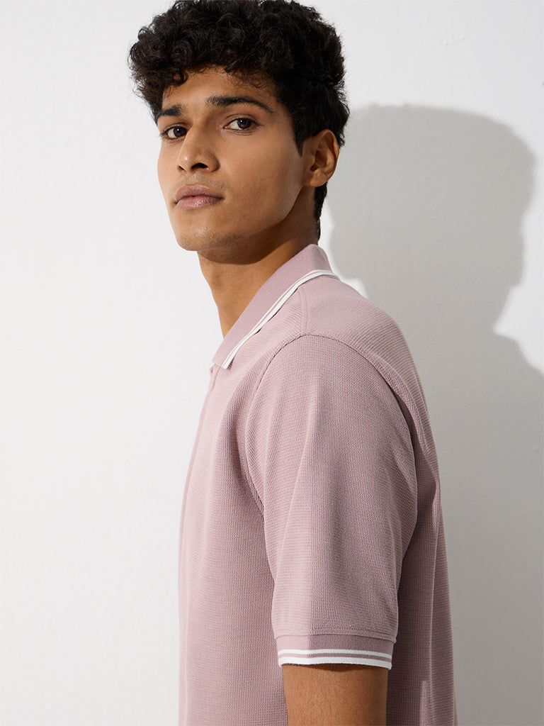 WES Casuals Dusty Pink Relaxed-Fit T-Shirt