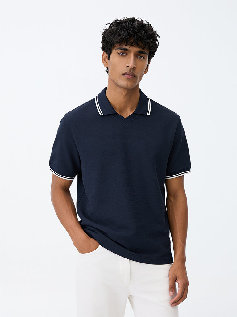 WES Casuals Navy Solid Relaxed-Fit T-Shirt
