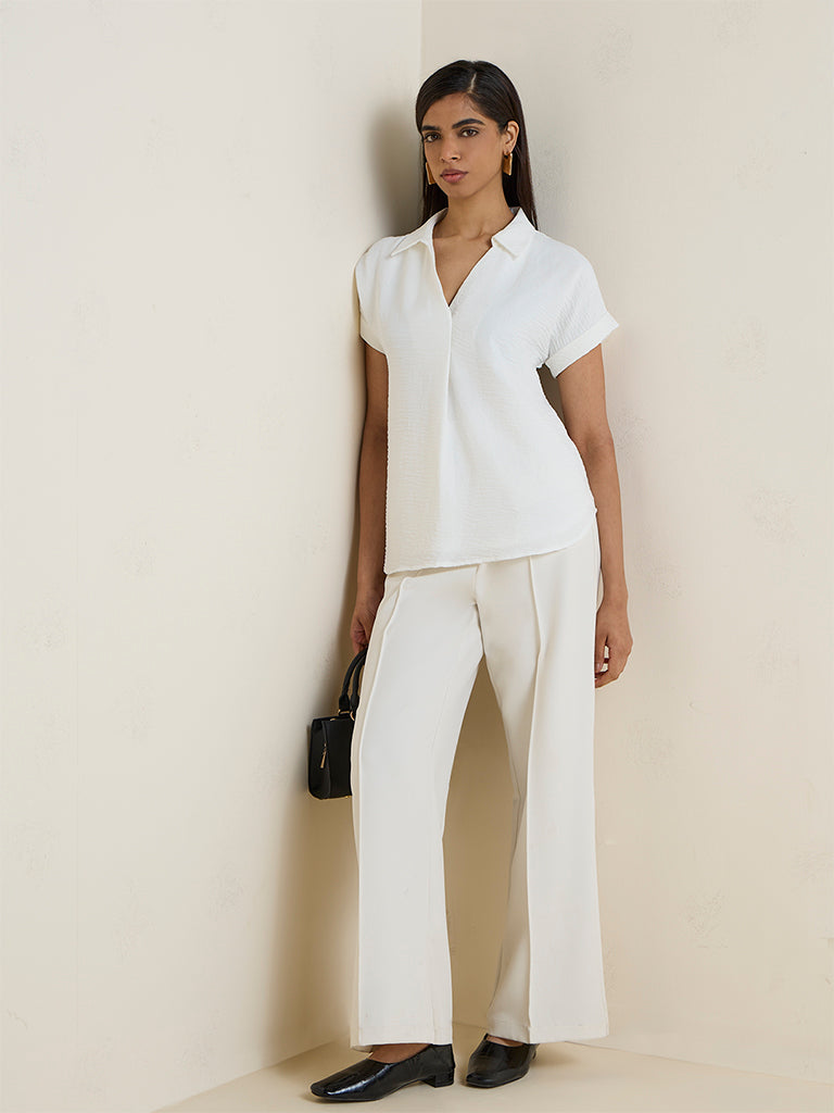 Wardrobe Off-White Crinkle-Textured Blouse