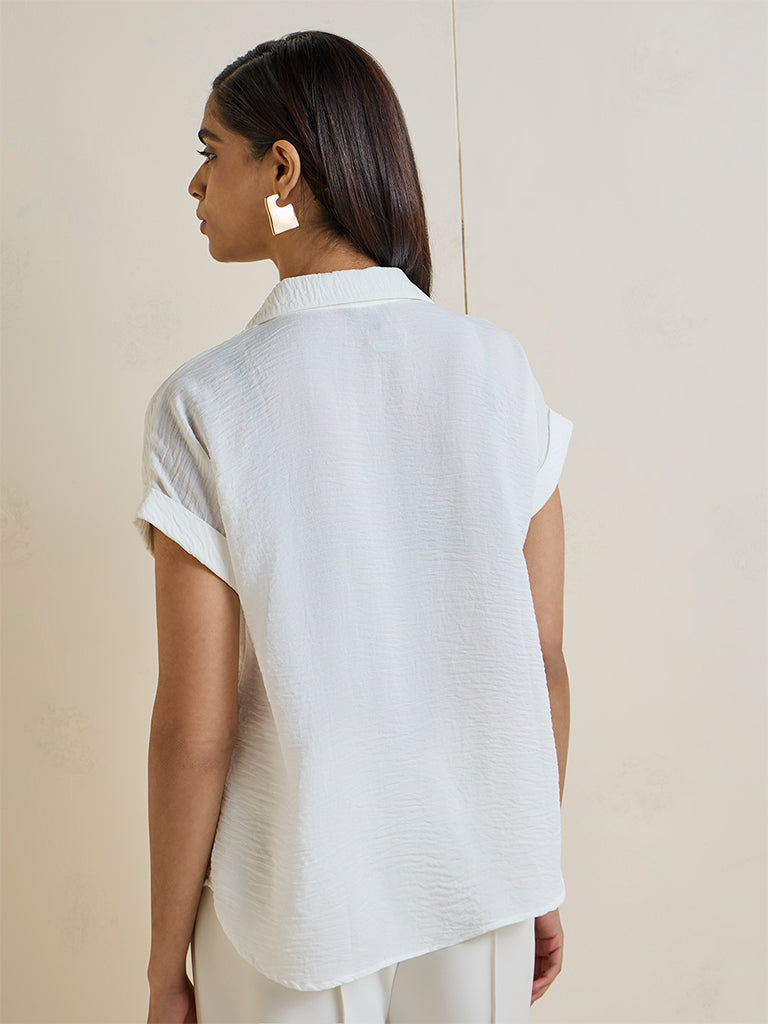 Wardrobe Off-White Crinkle-Textured Blouse