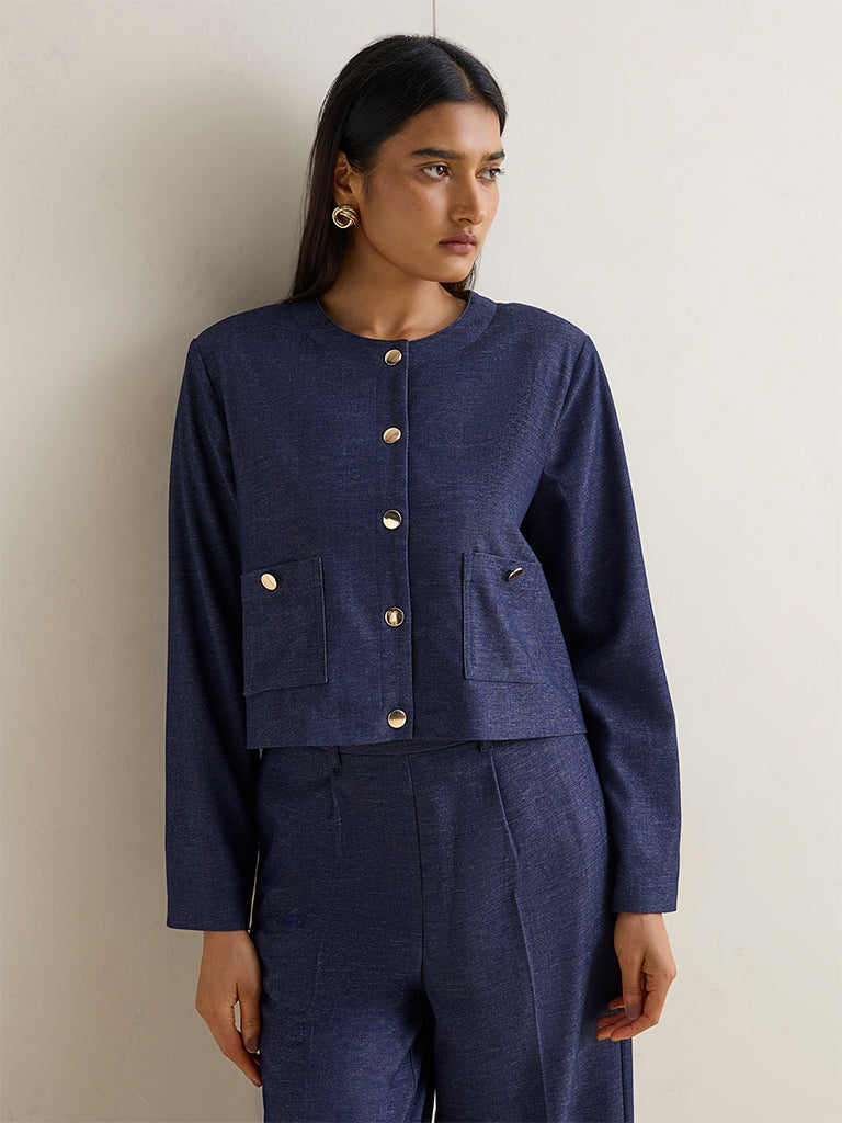 Wardrobe Indigo Solid Blouse