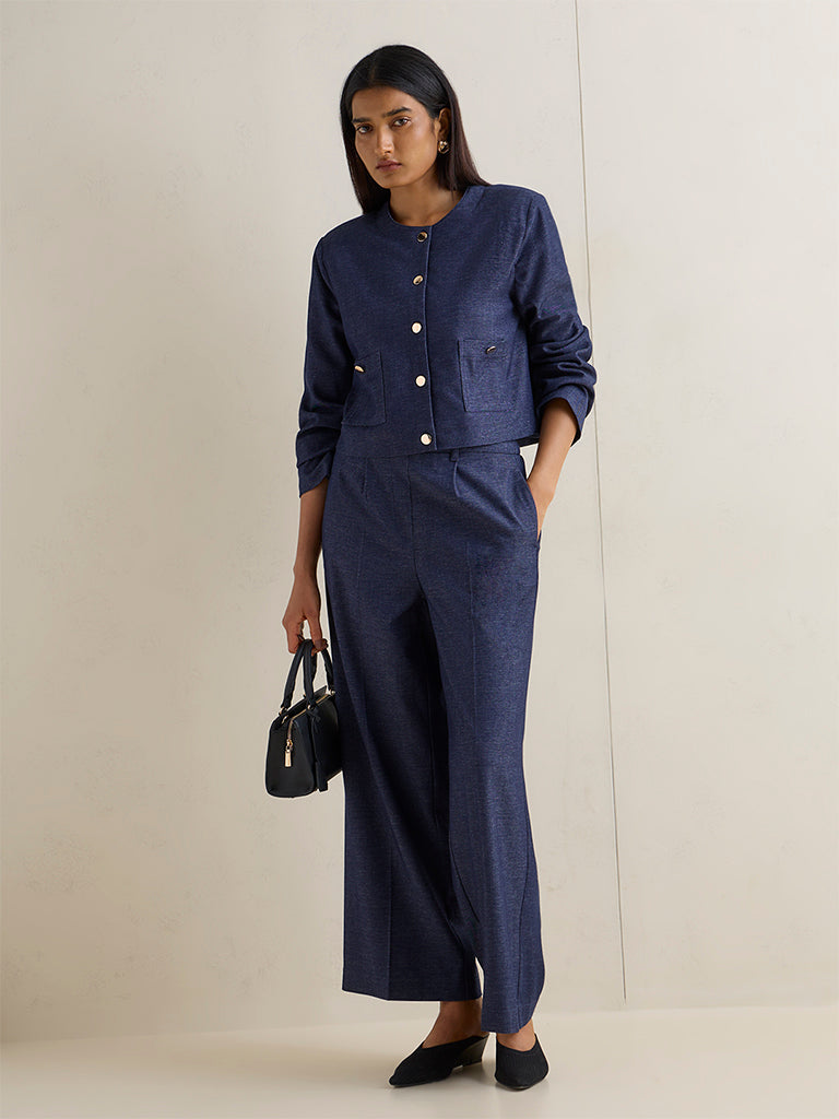 Wardrobe Indigo Solid Blouse