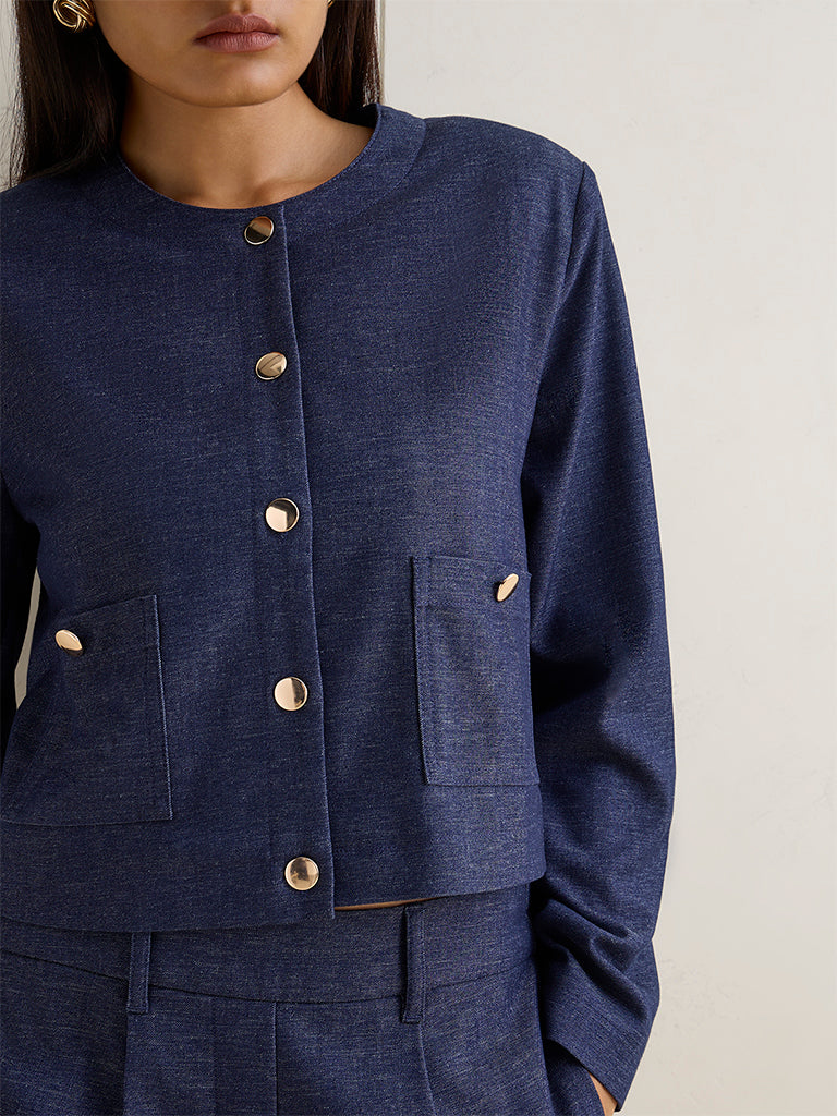 Wardrobe Indigo Solid Blouse