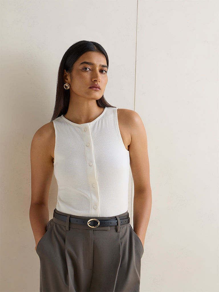 Wardrobe Ivory Solid Cotton Top