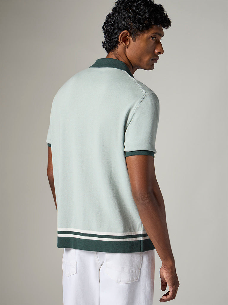 Ascot Light Sage Striped Relaxed-Fit Shirt