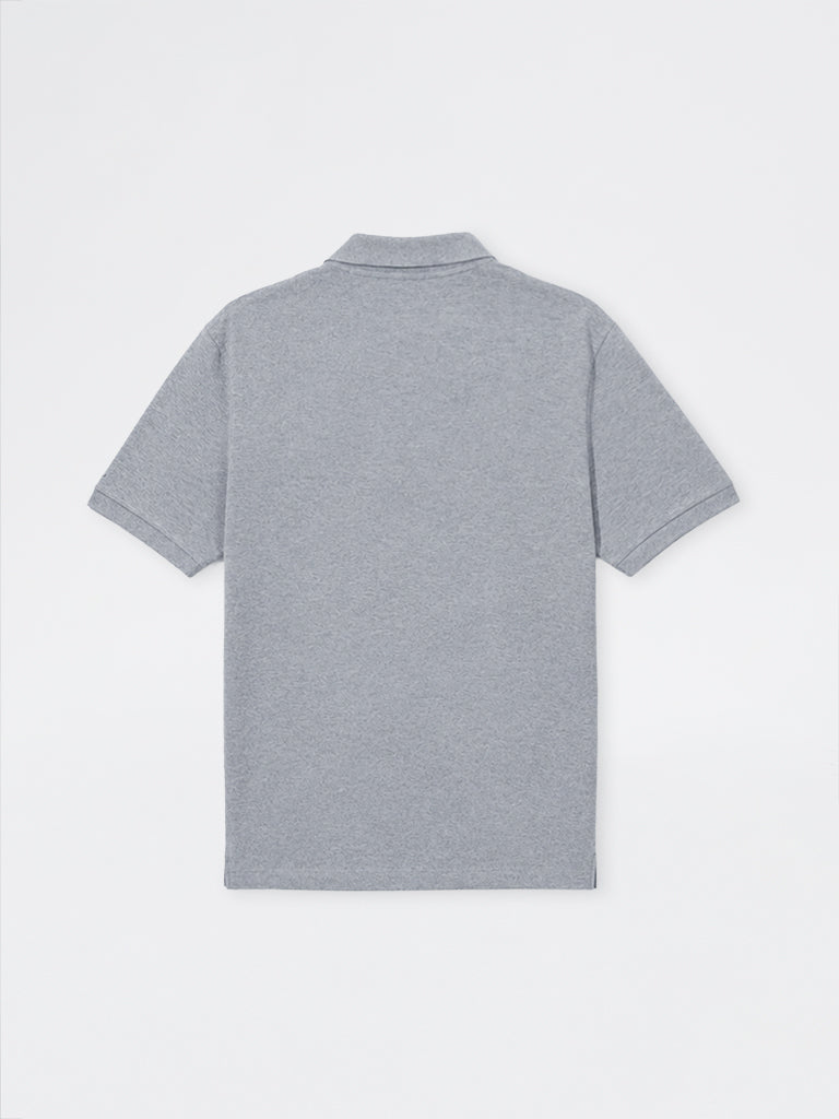 WES Casuals Grey Melange Relaxed-Fit Cotton-Blend Polo T-Shirt