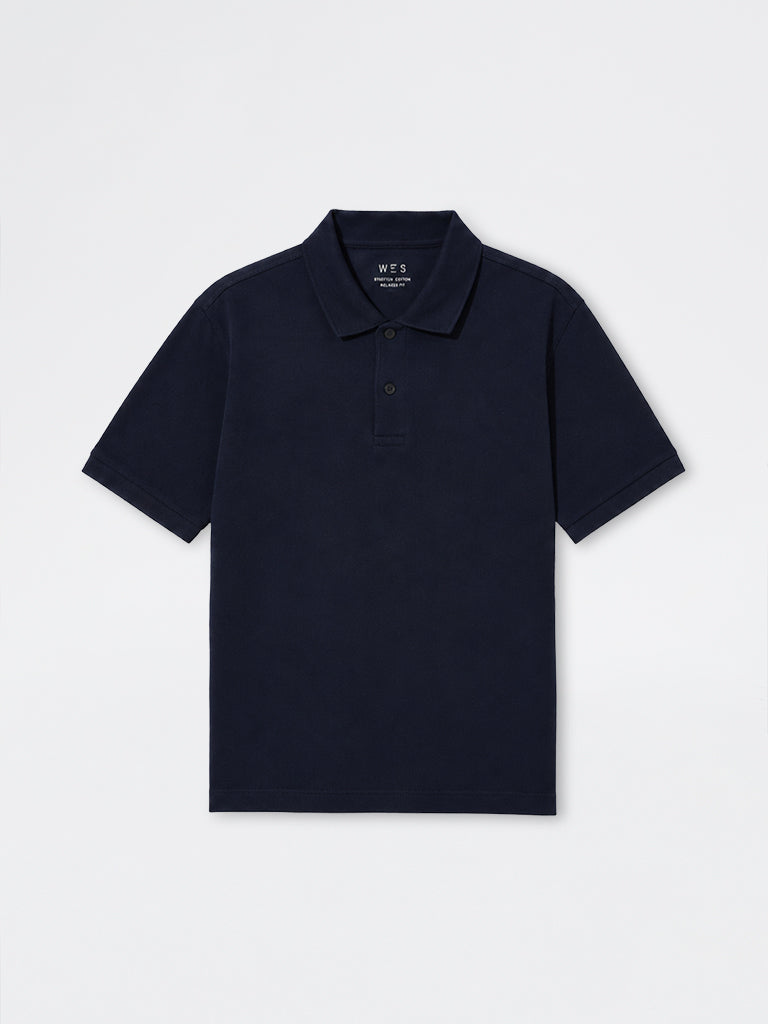 WES Casuals Navy Relaxed-Fit Cotton-Blend Polo T-Shirt