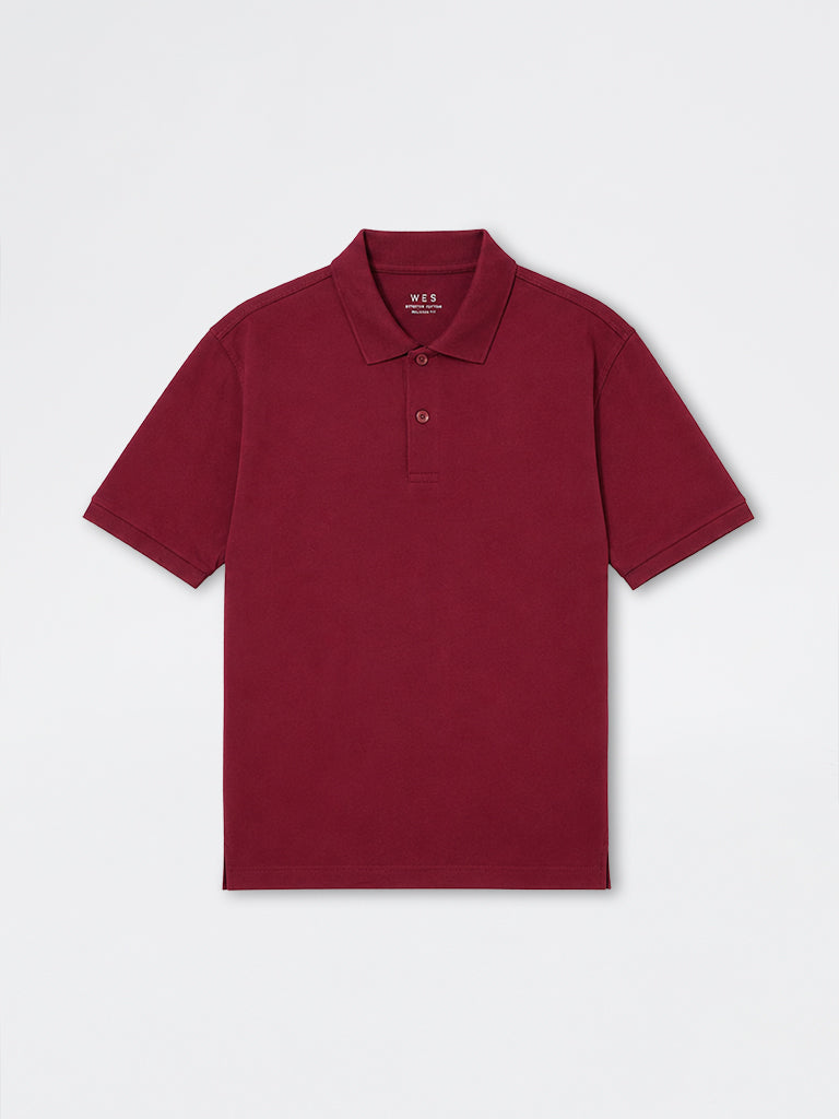 WES Casuals Red Relaxed-Fit Cotton-Blend Polo T-Shirt