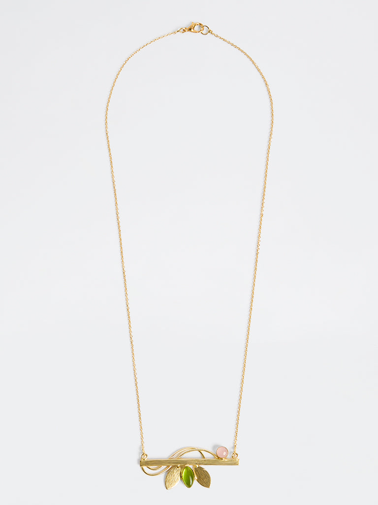 Westside Accessories Gold Leaf Design Statement Necklace