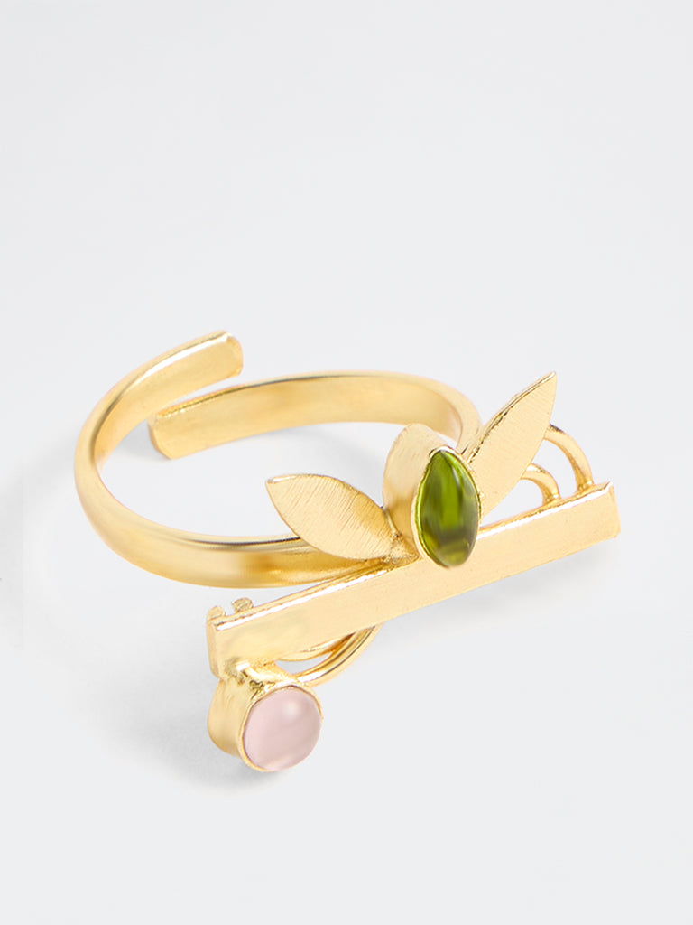 Westside Accessories Gold Leaf Design Statement Ring