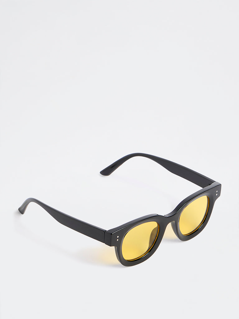 Nuon Black Round Frame Sunglasses - Comes with a Pouch and Cleaning Cloth