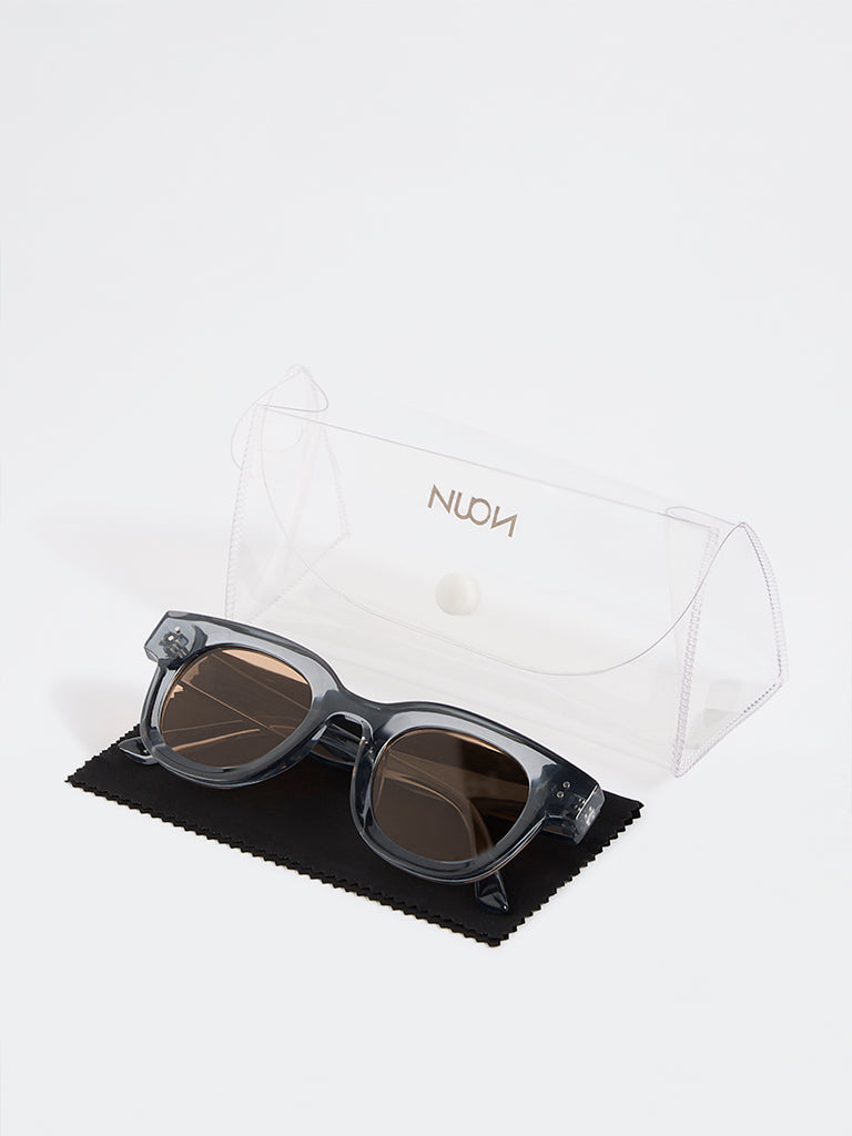 Nuon Grey Round Frame Sunglasses - Comes with a Pouch and Cleaning Cloth