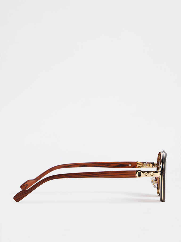 Nuon Brown Metal Frame Sunglasses - Comes with a Pouch and Cleaning Cloth