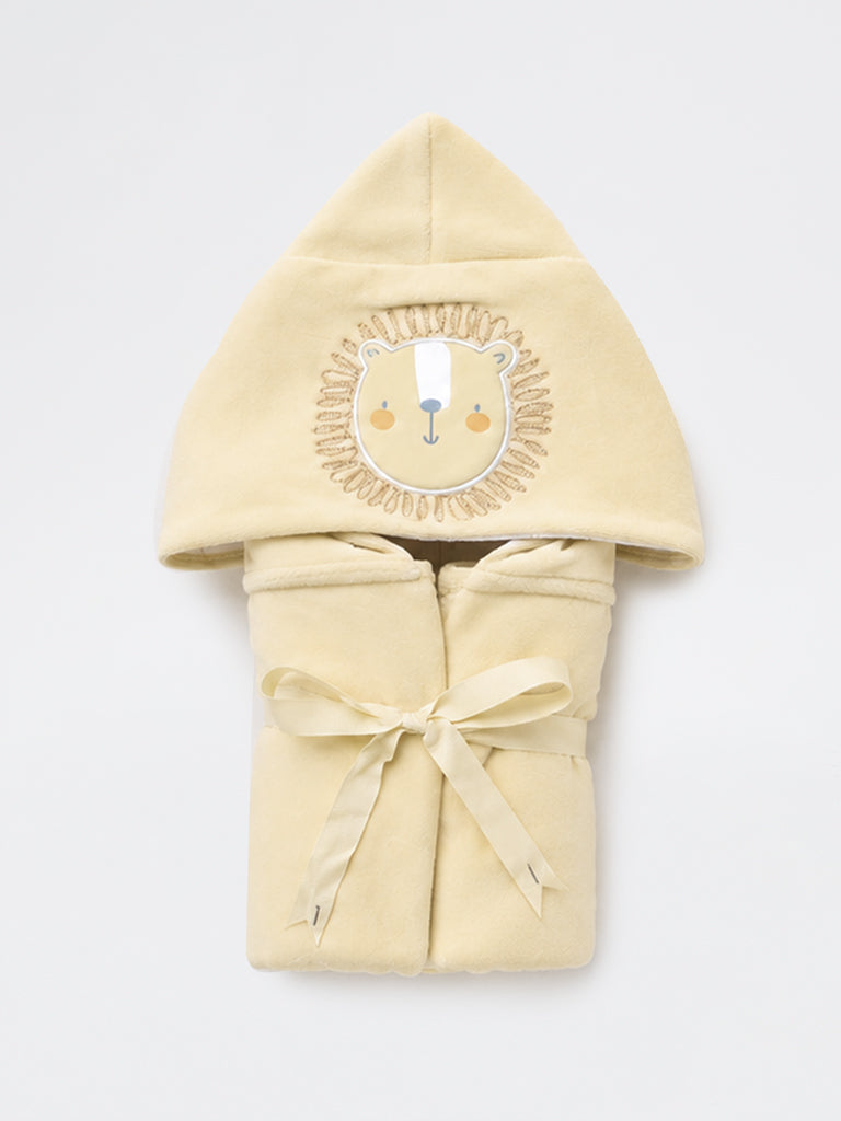 HOP Baby Boys Yellow Animal-Embroidered Cotton-Blend Blanket