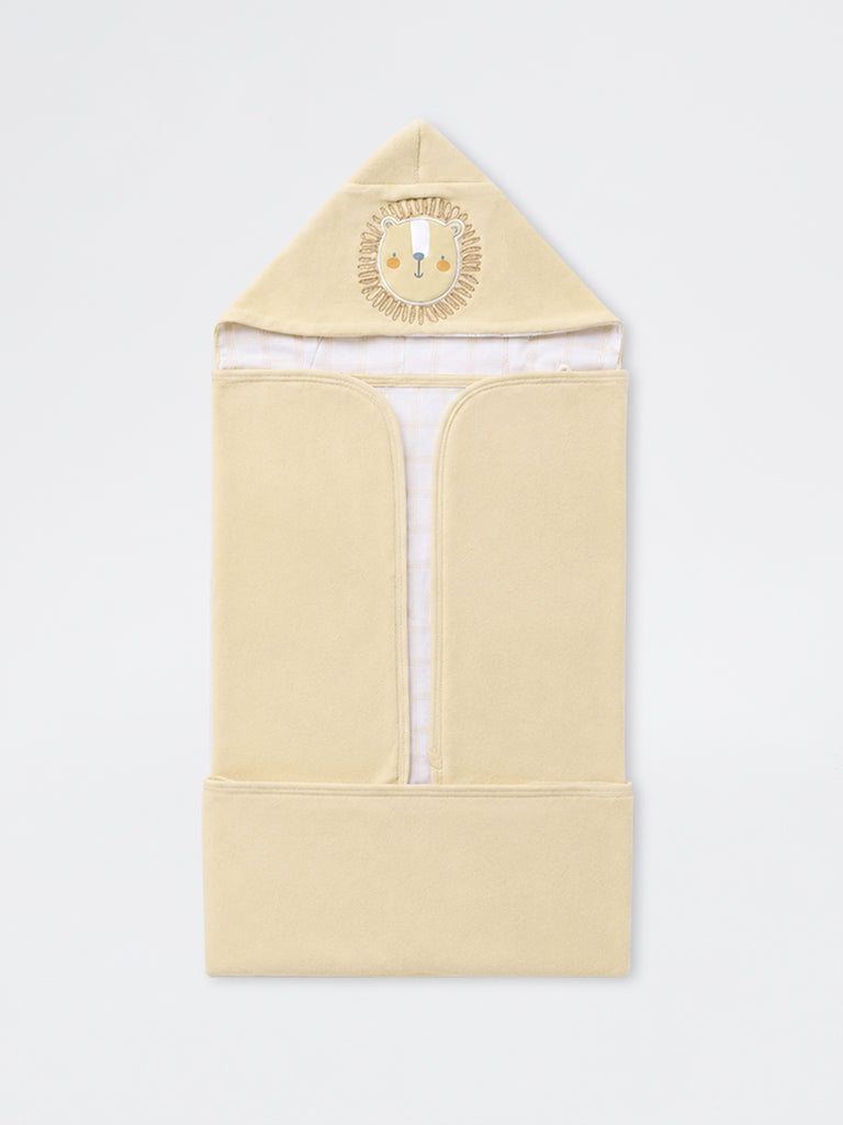 HOP Baby Boys Yellow Animal-Embroidered Cotton-Blend Blanket