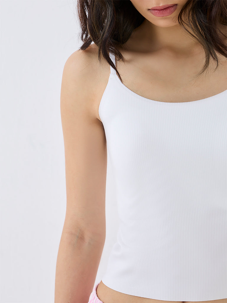 Superstar White Ribbed-Textured Camisole