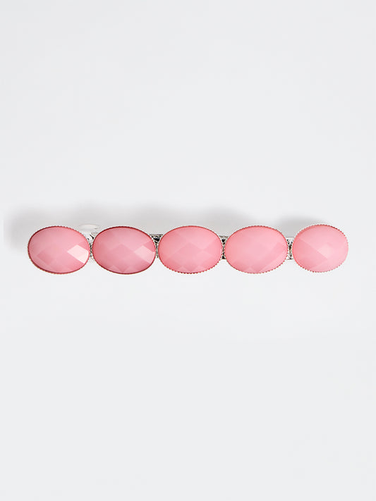 Westside Accessories Pink Stone Barrette Hair Clip