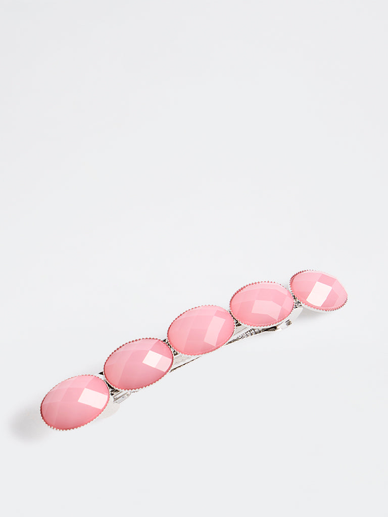 Westside Accessories Pink Stone Barrette Hair Clip