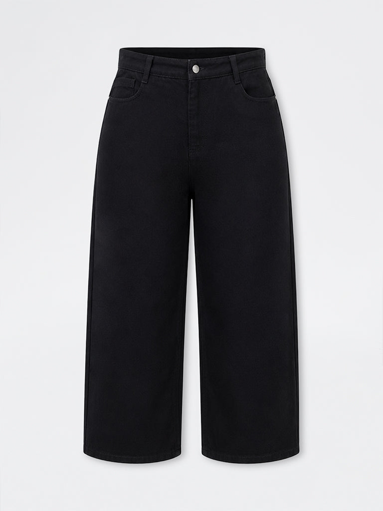 Gia Black Wide-Leg High-Rise Jeans