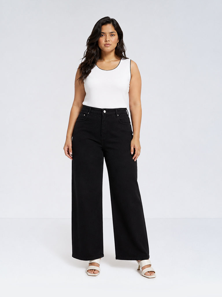 Gia Black Wide-Leg High-Rise Jeans