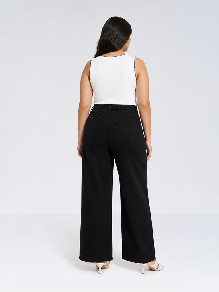 Gia Black Wide-Leg High-Rise Jeans