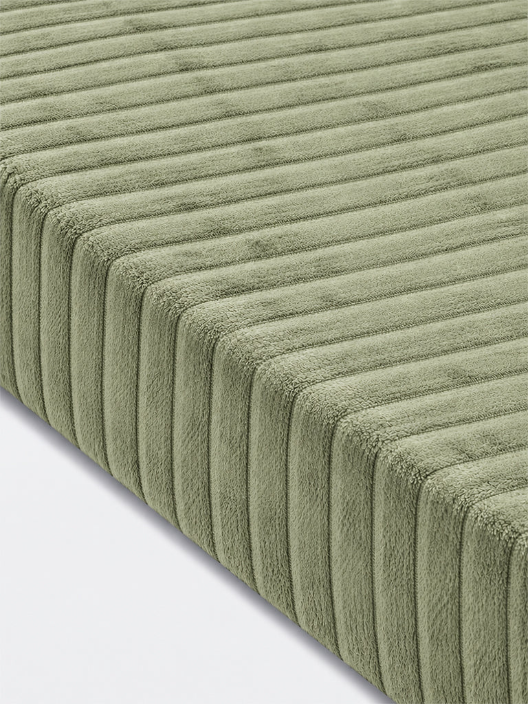 Westside Home Sage Fleece Ribbed Single Bed AC Blanket