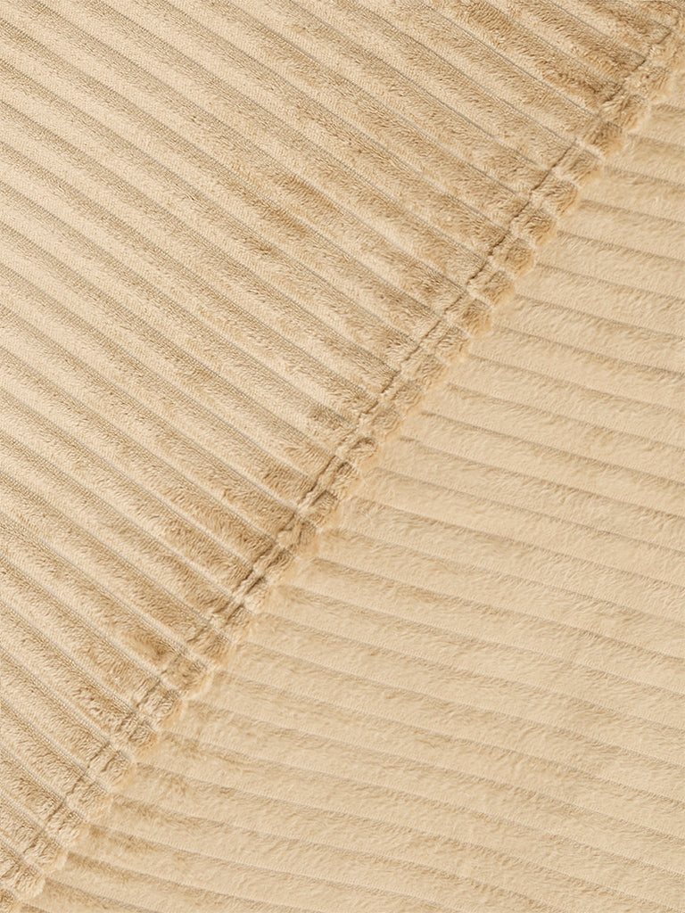 Westside Home Beige Ribbed-Textured Single Bed Fleece Blanket