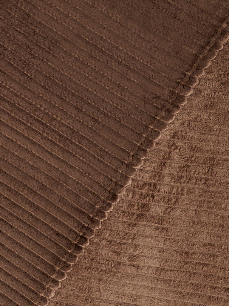Westside Home Brown Ribbed-Textured Single Bed Fleece Blanket
