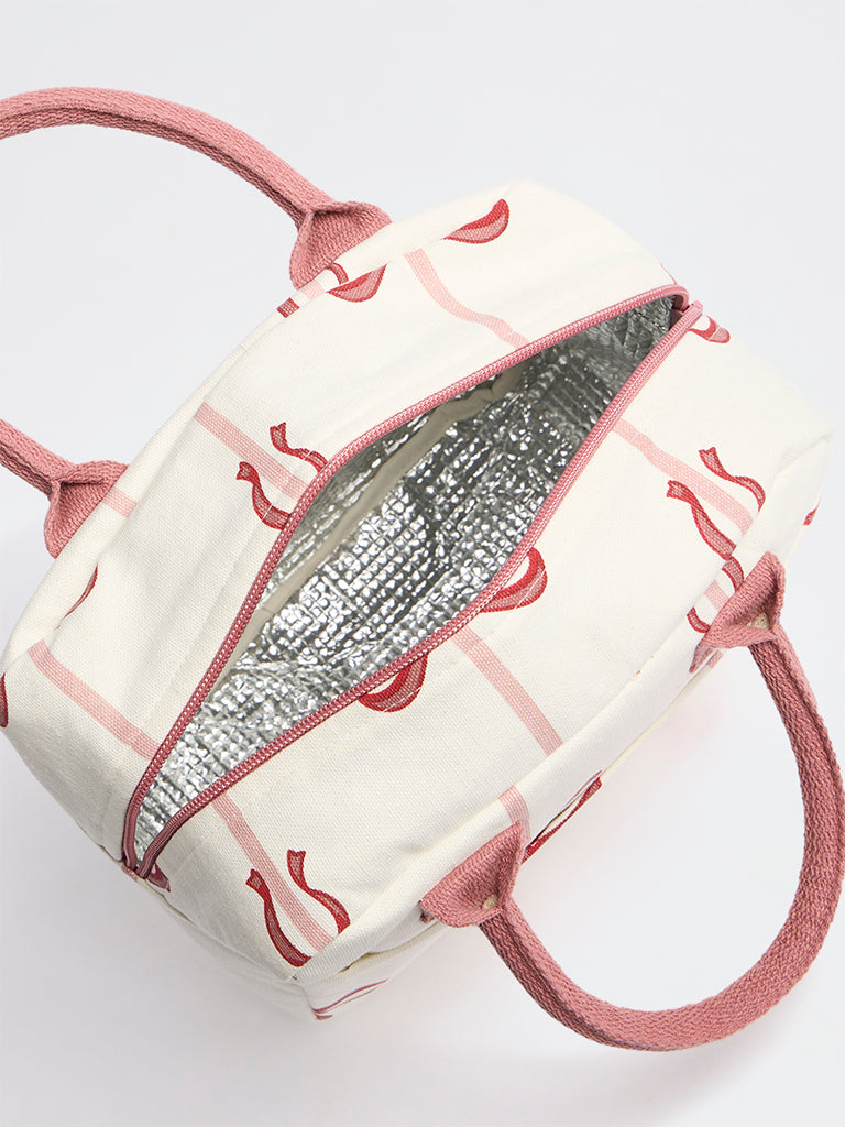 Westside Home White Bow Printed Lunch Bag