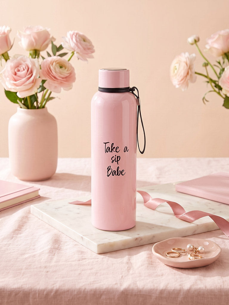 Westside Home Pink Typography Water Bottle - 850ml