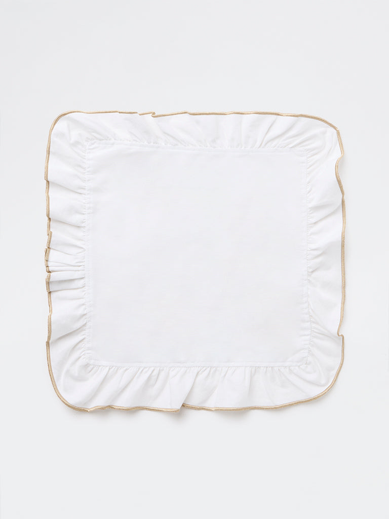 Westside Home White Solid Frilled Napkins - Set of 4