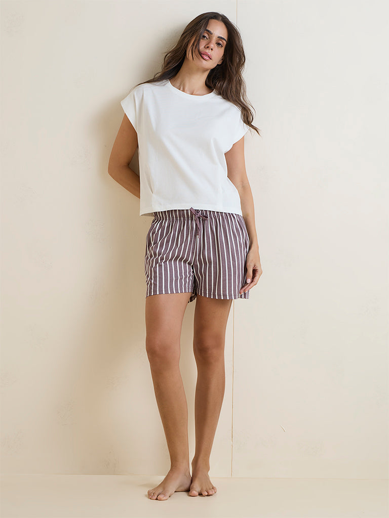 Wunderlove White Solid Cotton T-Shirt