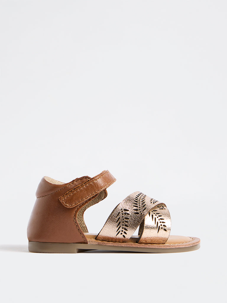 Yellow Rose Gold Criss-Cross Sandals