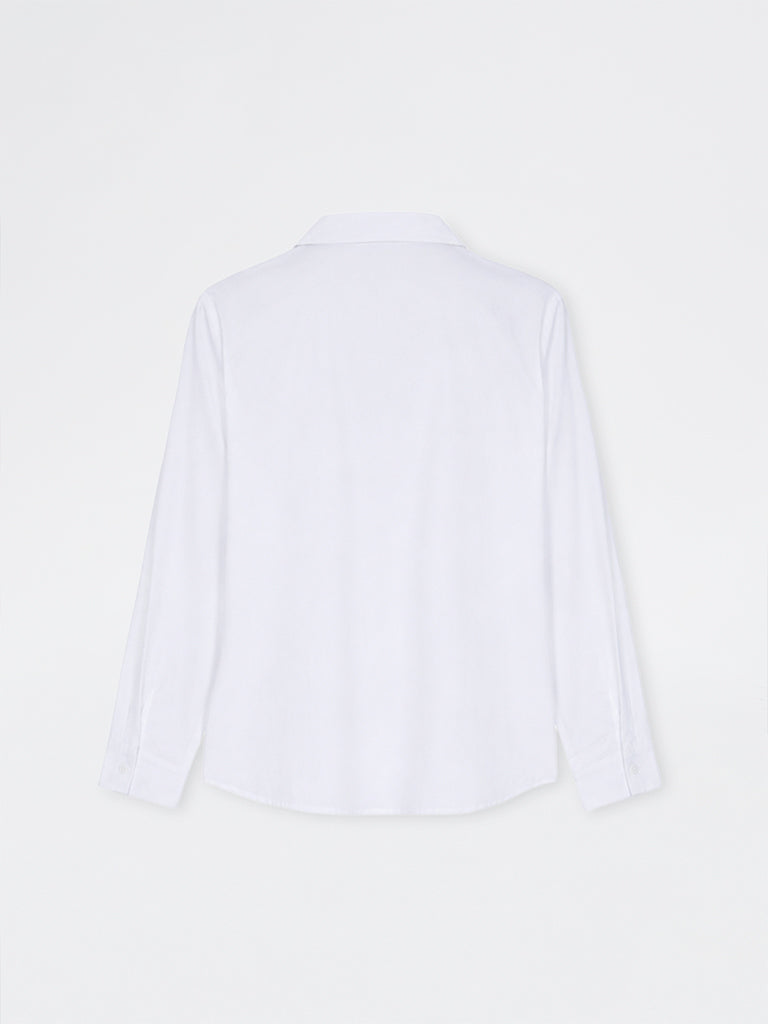 Gia White Lace-Detail Cotton-Blend Shirt