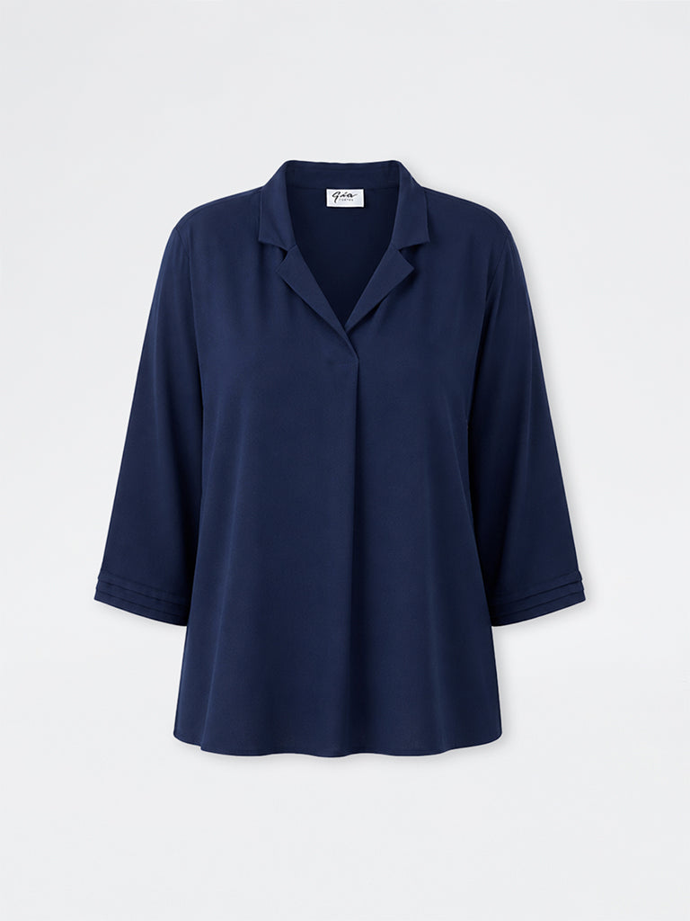 Gia Navy Solid Blouse