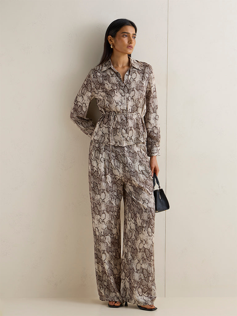 Wardrobe Brown Animal Printed Blouse