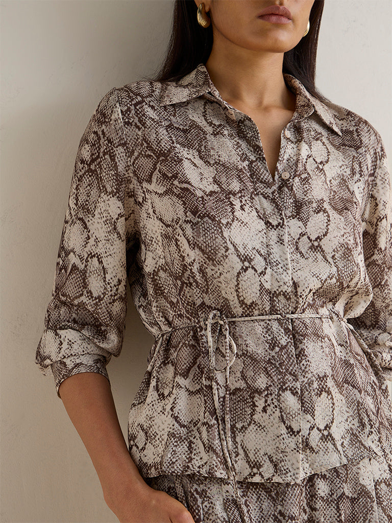 Wardrobe Brown Animal Printed Blouse