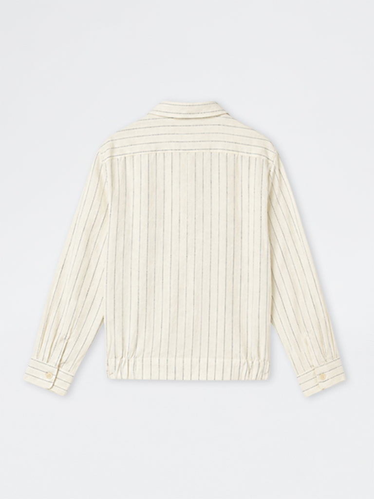 Ascot Off-White Pinstriped Relaxed-Fit Linen Shirt