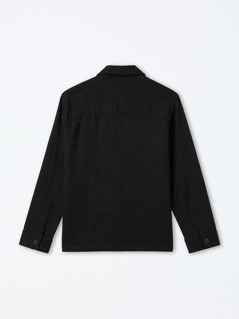 Ascot Black Pocket-Detail Relaxed-Fit Jacket
