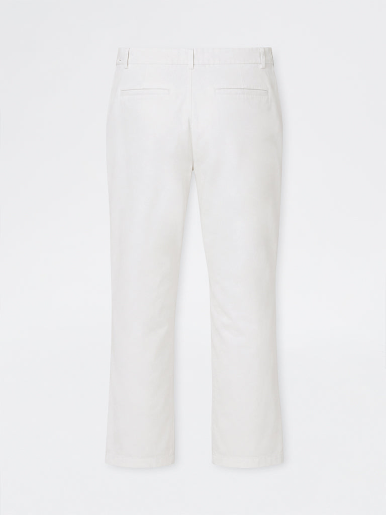 Ascot Off-White Relaxed-Fit Mid-Rise Cotton-Blend Trousers