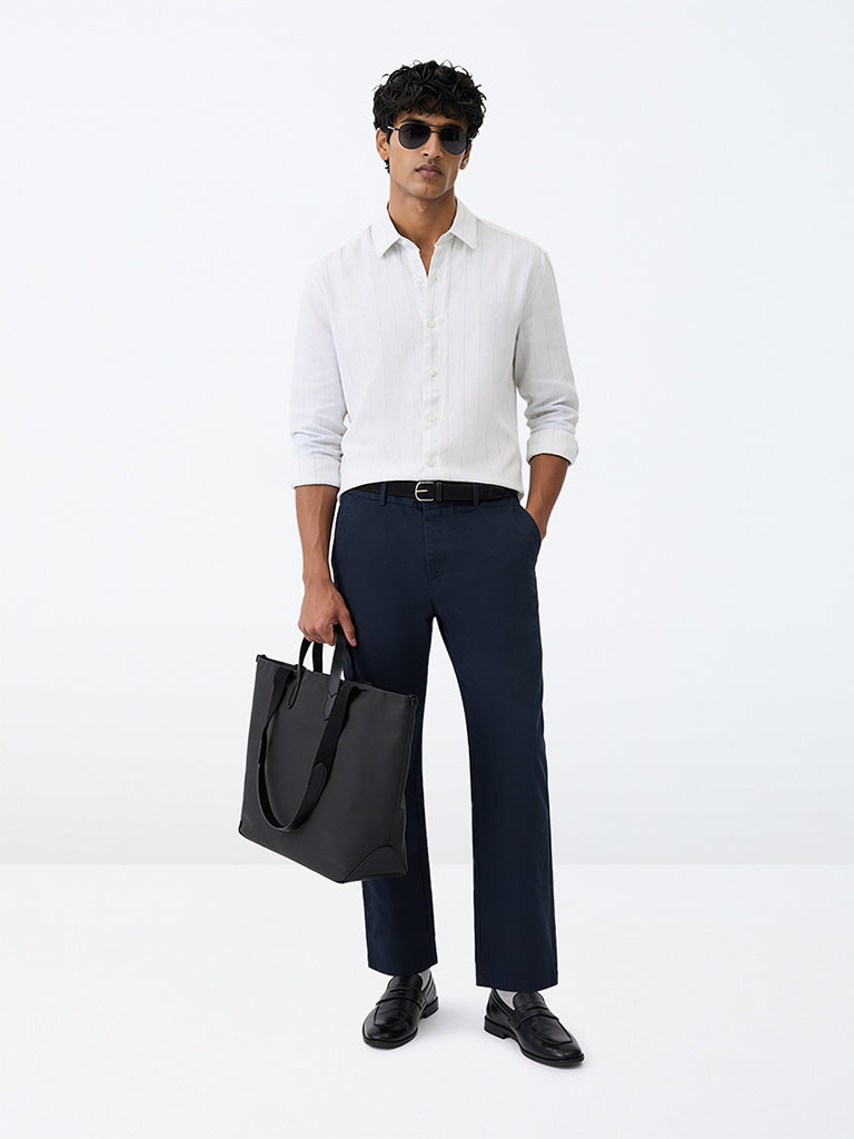 Ascot Off-White Striped Relaxed-Fit Linen Shirt