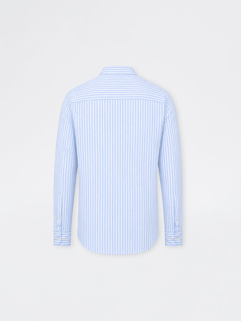 Ascot Light Blue Striped Relaxed-Fit Linen Shirt