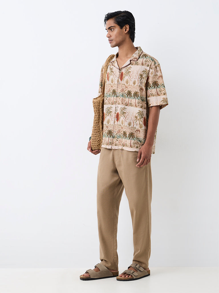 ETA Taupe Relaxed-Fit Mid-Rise Cotton Chinos
